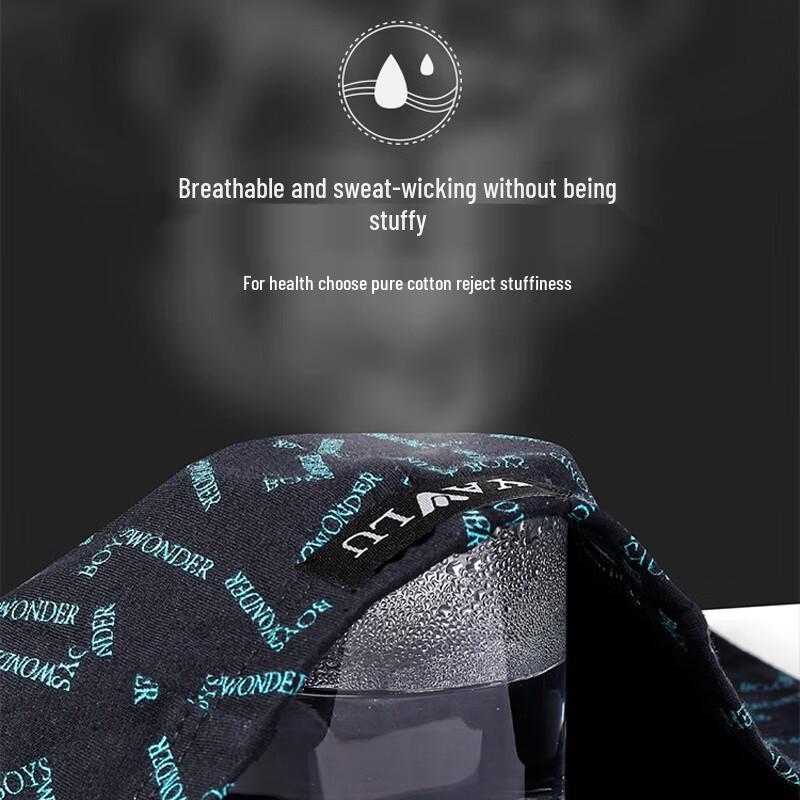 Yalu Men's Pure Cotton Antibacterial Boxer Briefs 4-Pack