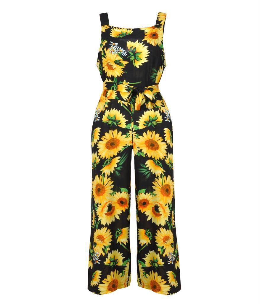 Elegant Summer Floral Print Off Shoulder Sleeveless Jumpsuit For Women Casual Rompers