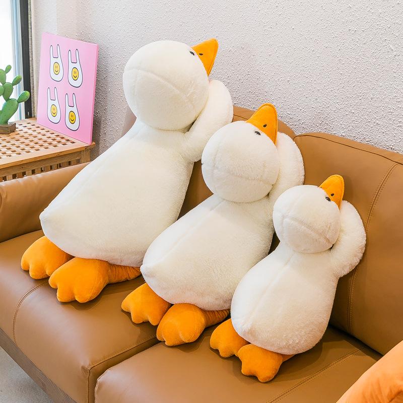 Bai Fen Bai Dolls And Toys Girls White Cute Lying Duckling Doll Plush Toy Big Goose Bed Sleeping Throw Pillow Pillow Doll