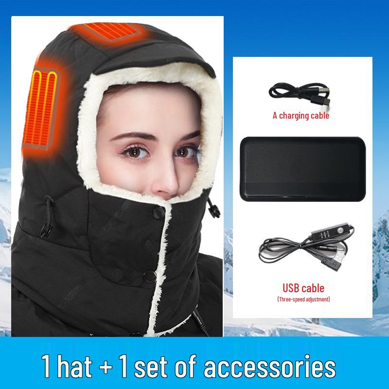 Electric Heated Hat - Smart Plus Velvet & Cotton Cap for Outdoor Cycling & Fishing Warmth