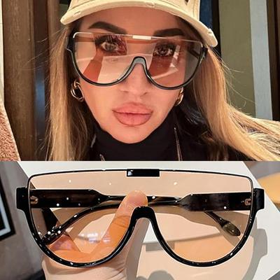 Half Frame Oversized Sunglasses Women for Men Fashion Sun Glasses Outdoor Half Frame Sun Glasses Trendy Punk One Piece Shades