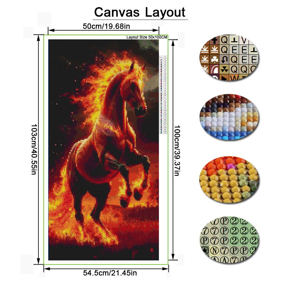 Flame Horse Large Size Diamond Painting Animals Diy Full Square Round Drill Rhinestone Embroidery Mosaic Cross Stitch Kits Wall Decor