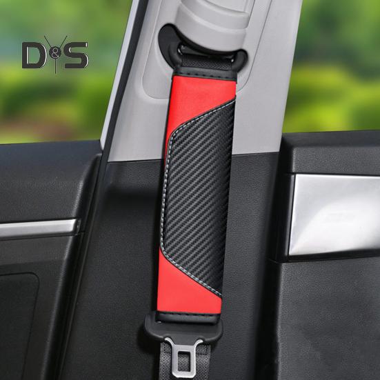 2Pcs Car Seat Belt Cover Carbon Fiber Safety Belt Shoulder Guards Breathable Safety Harness Pad for Protecting Neck Shoulder