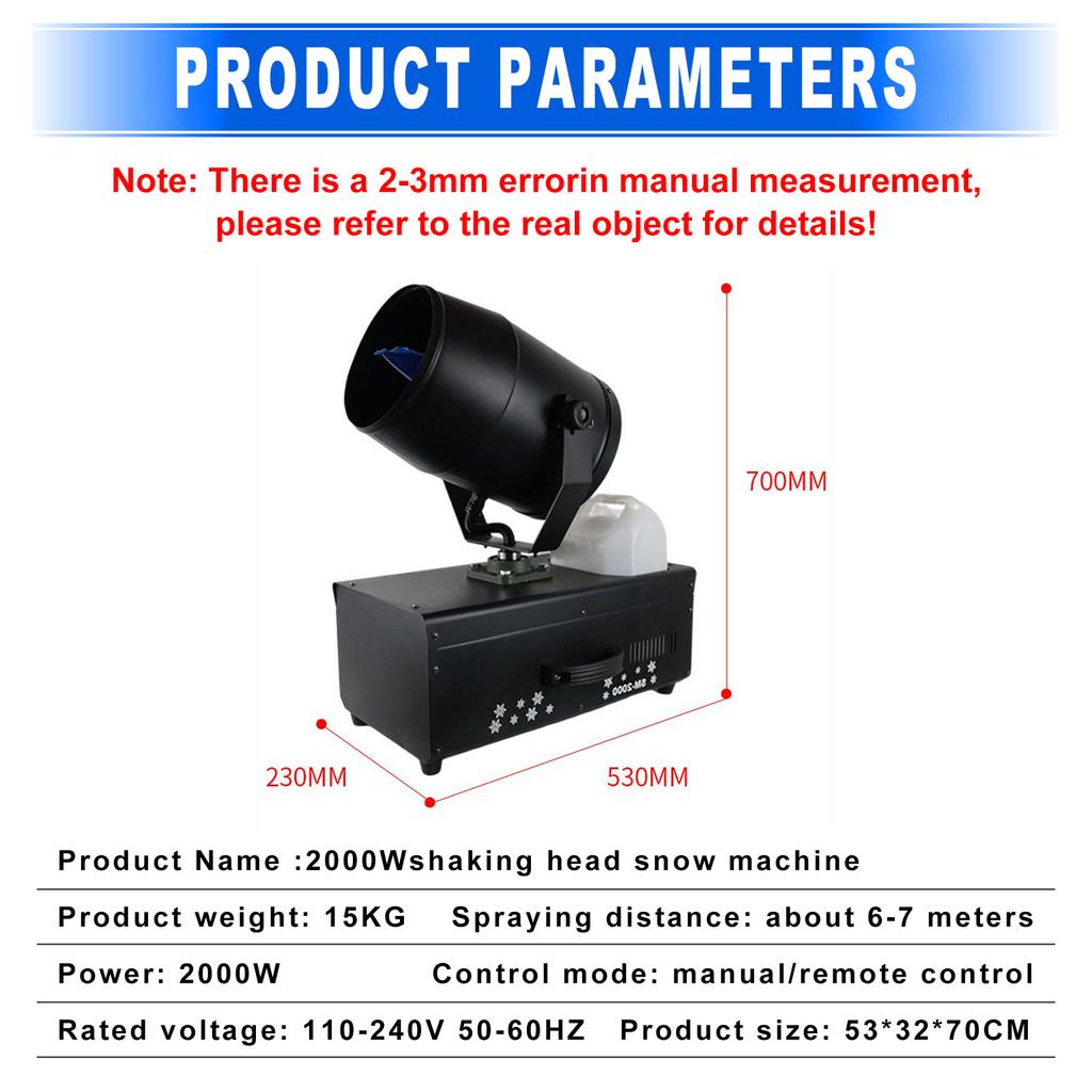 2000W High Power Snowflake Maker Outdoor Simulation Shaking Snow Machine Party Event Stage Snowflake Jet Machine