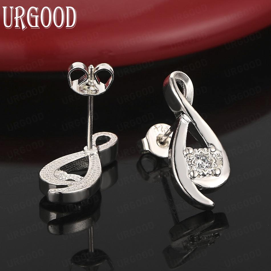 925 Sterling Silver Octagonal AAA Zircon Perforated Earrings Fashion Wedding Jewelry
