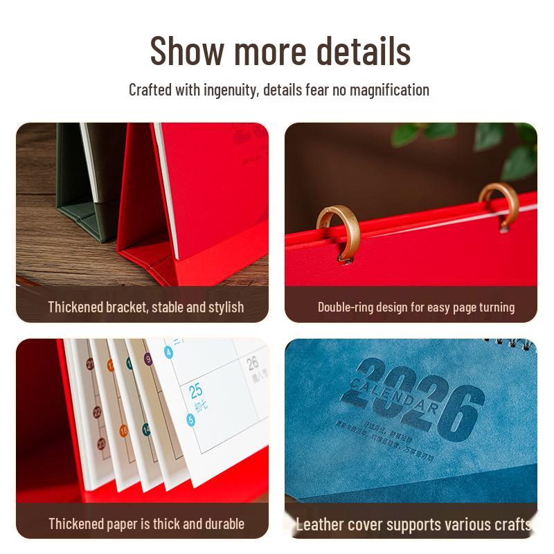 2026 Custom Leather Desktop Calendar & Planner: Creative Horizontal Simple Design