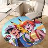 1 Stück Pokémon Pikachu & Trainer Runder Teppich - Anime Design Stuhlmatte, Bürogeschenk, Saisonale Dekoration, Geeignet für Zuhause, Wohnzimmer