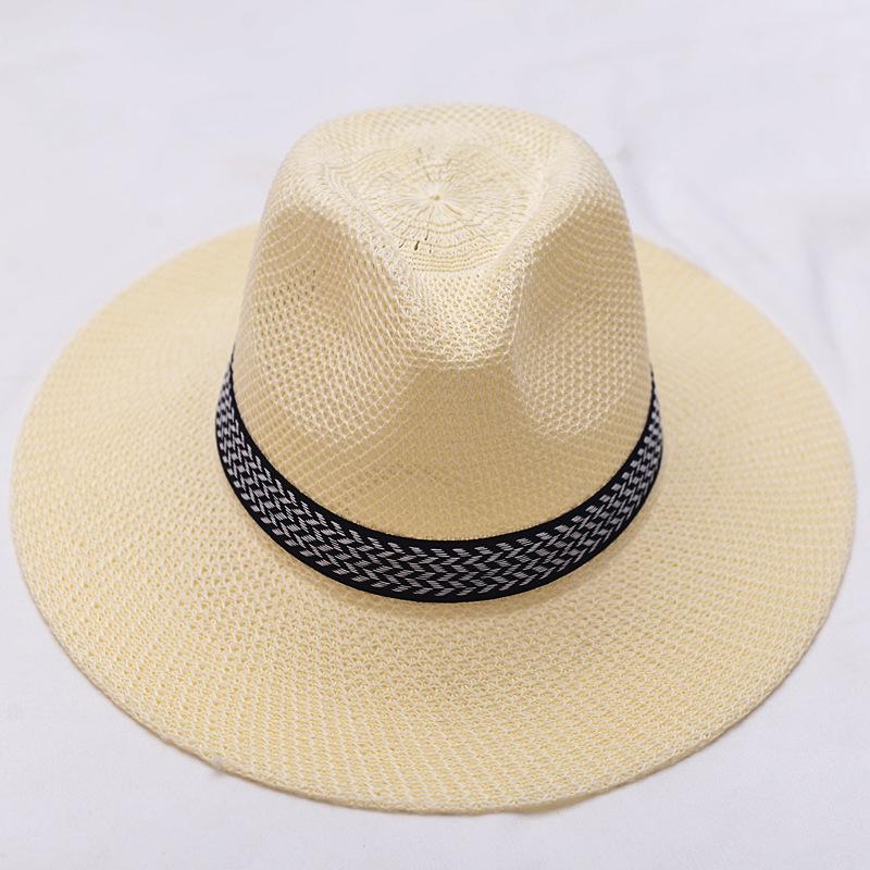 Men's Sunscreen Bamboo Woven Big Edge Hat Spring and Summer Men's Straw Hat Western Cowboy Hat Top Hat Sun Hat Seaside