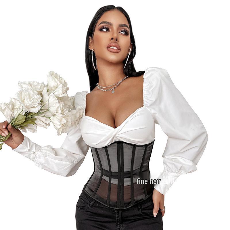 Versatile French Fashion Breathable Waist Slimming Cincher with Back Tie and 14 Boning Adjustment
