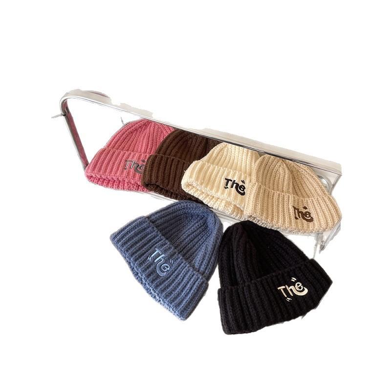 Internet celebrity autumn and winter hat women's new colored wool hat women's warm ear protection street versatile letter embroidery knitted hat