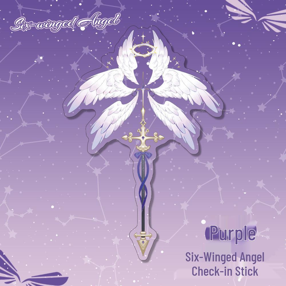 Woa Miao Six-Winged Angel Badge: Original Fan Art Acrylic Card Stick for Gacha Storage Six-Winged Angel Badge Stick фиолетовый