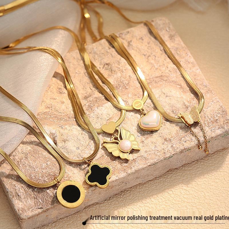 Minimalist Geometric Heart & Butterfly Clavicle Pendant Jewelry