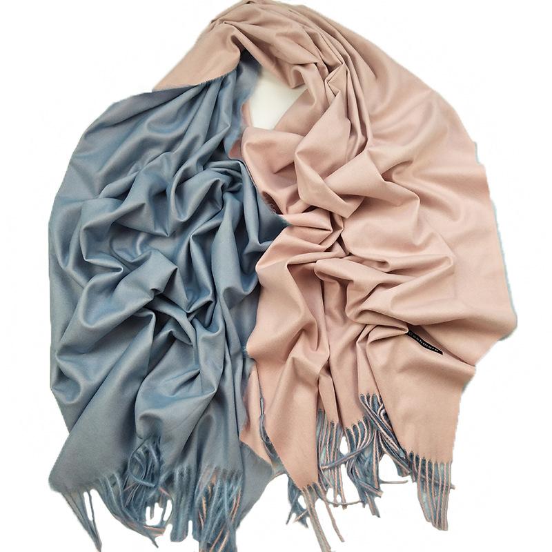 Solid Color Scarf for Women, Winter Double-Sided Two-Tone Fashionable Thick Shawl, Spring and Autumn Imitation Cashmere Casual Trendy Long Neck