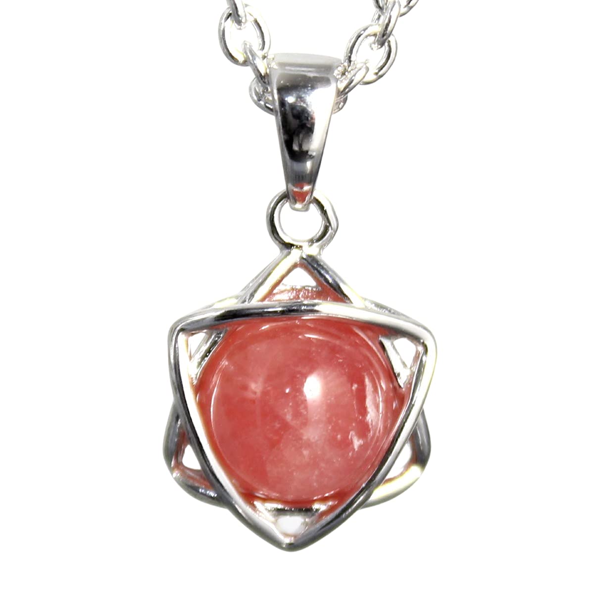 

Rhodochrosite (Inca Rose) Pendant, Hexagram, Star of David, Lucky Star, Silver