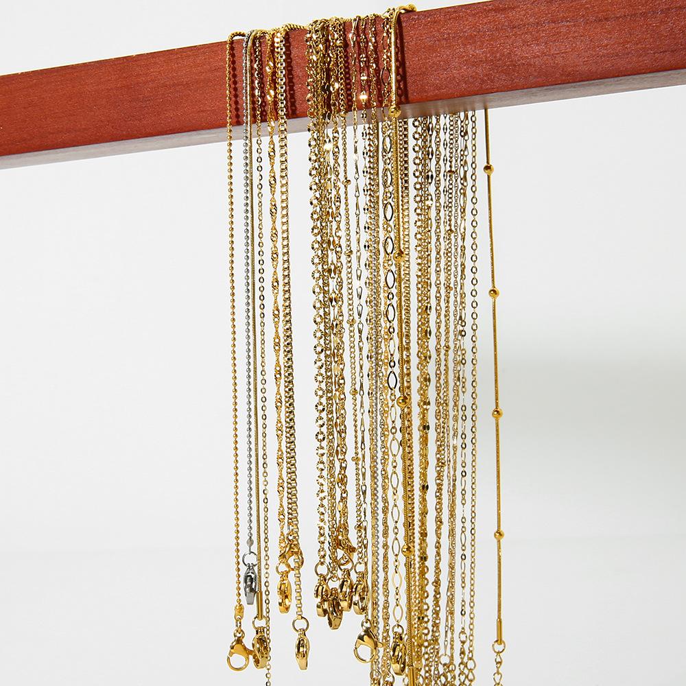Simple Electroplated 18K Gold Stainless Steel Basic Necklace Color Retention Waterproof DIY Versatile Chain Accessories
