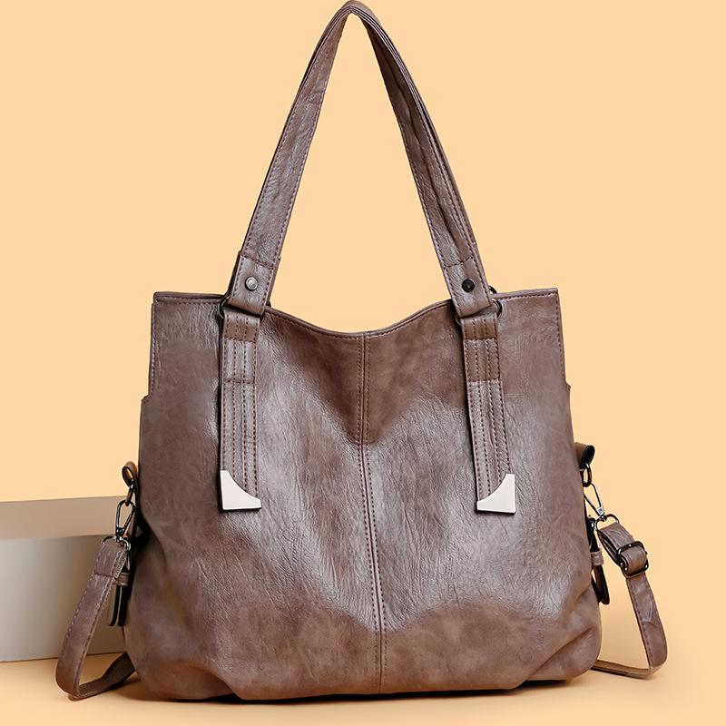 Soft leather feminine tote bag new portable shoulder bag large capacity casual shoulder messenger bag
