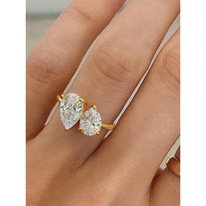 925 Sterling Silver Sparkling Water Drop Interweaving Dazzling Clear Pear CZ Finger Rings For Women Gift Wedding  Fine Jewelry