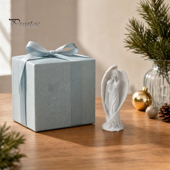 Statua Angioletto in Preghiera, Statuetta Alata Stampata 3D, Scultura da Tavolo con Ala Integrata Stampa Artistica per Decorazione Scrivania Ufficio Casa Opaca