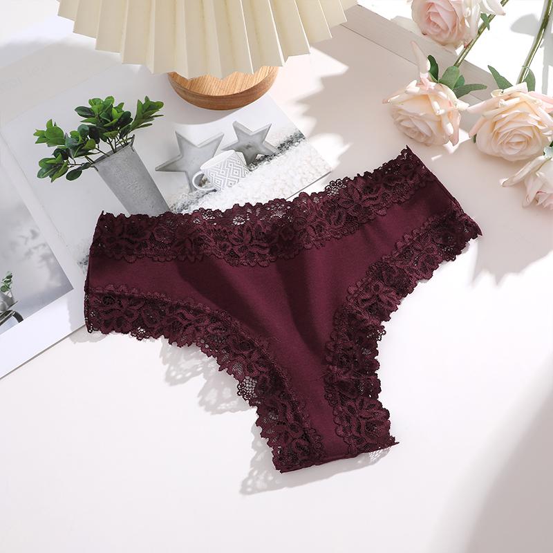 1Pc Sexy Cotton Brazilian Underwear Sexy Lace Panties for Women Female Low Waist Floral Lingerie Briefs Ladies Intimates