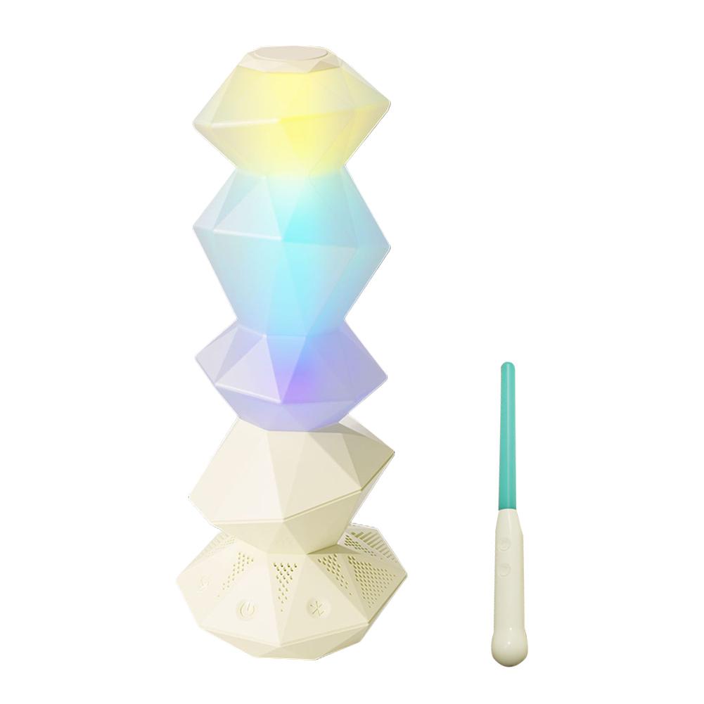 

Crystal Lamp Speakers Bluetooth Music Sync 3D Stackable Design LED Light Featuring Magic Wand Control For Home Decor