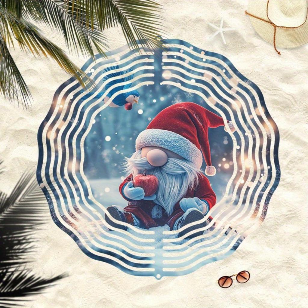 Christmas Gnome Wind Spinner 3D Metal Kinetic Art for Outdoor Garden Yard Decor Holiday Thanksgiving No Battery Needed Durable