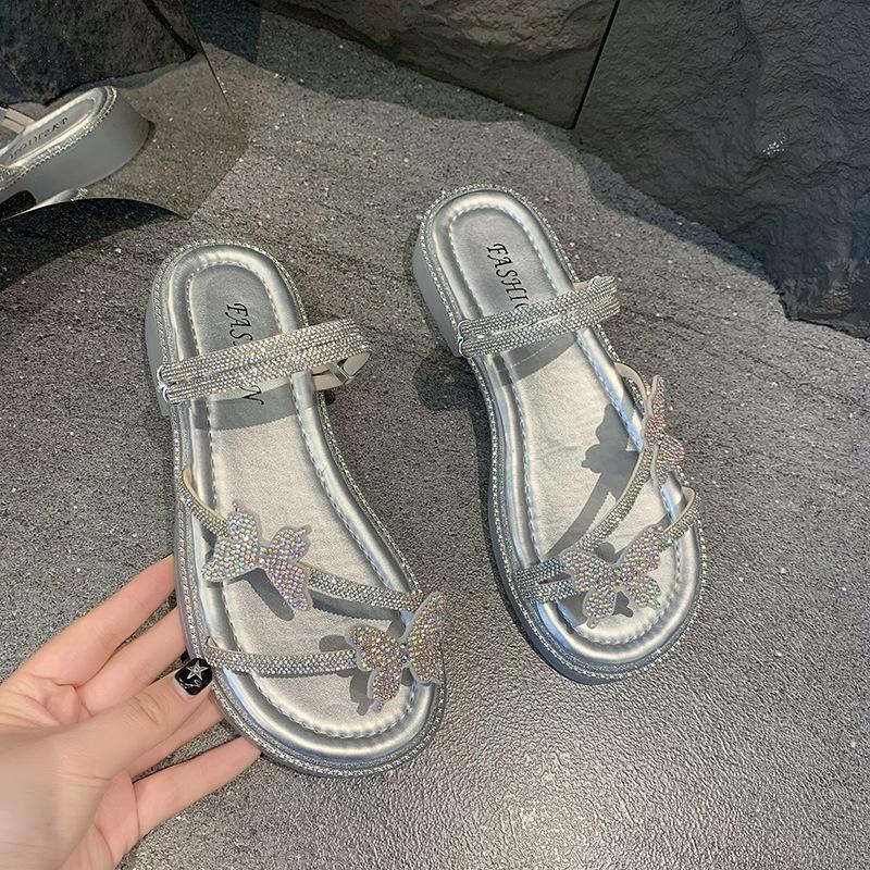 

Sandals women s summer temperament with skirt slippers women s beach shoes 40 срібний