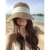 Vintage eaves straw bucket hat women's summer vacation wind seaside beach visor pleated sunscreen straw hat