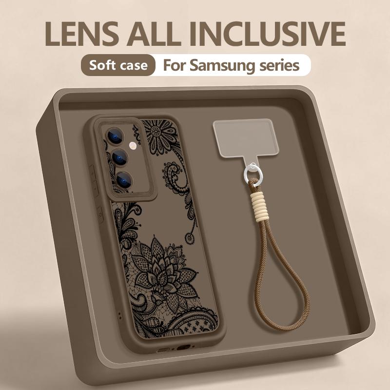Wrist Lanyard Case For Samsung Galaxy S26 S24 S25 Ultra S23 S25 FE A57 A17 A37 A56 A16 A55 A54 A15 A25 Vintage Patterns Cover