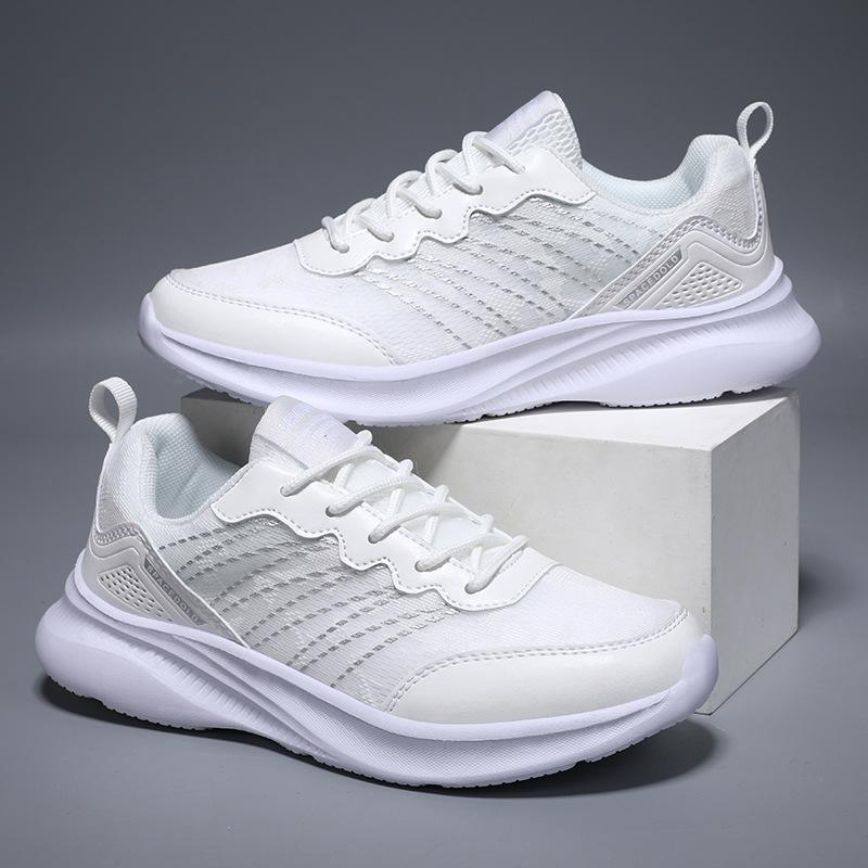 Solid Color Simple Ins Style High Sense Sneaker Leisure Commute Platform Mesh Surface Breathable Flyknit Shoes Women's Shoes
