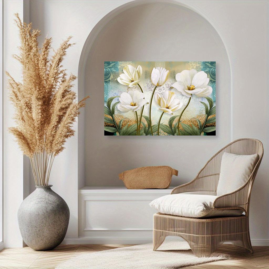 Modern Art Deco Floral Landscape Canvas Poster - Frameless Ink Print Wall Art for Living Room, Home Office, Classroom - Artistic