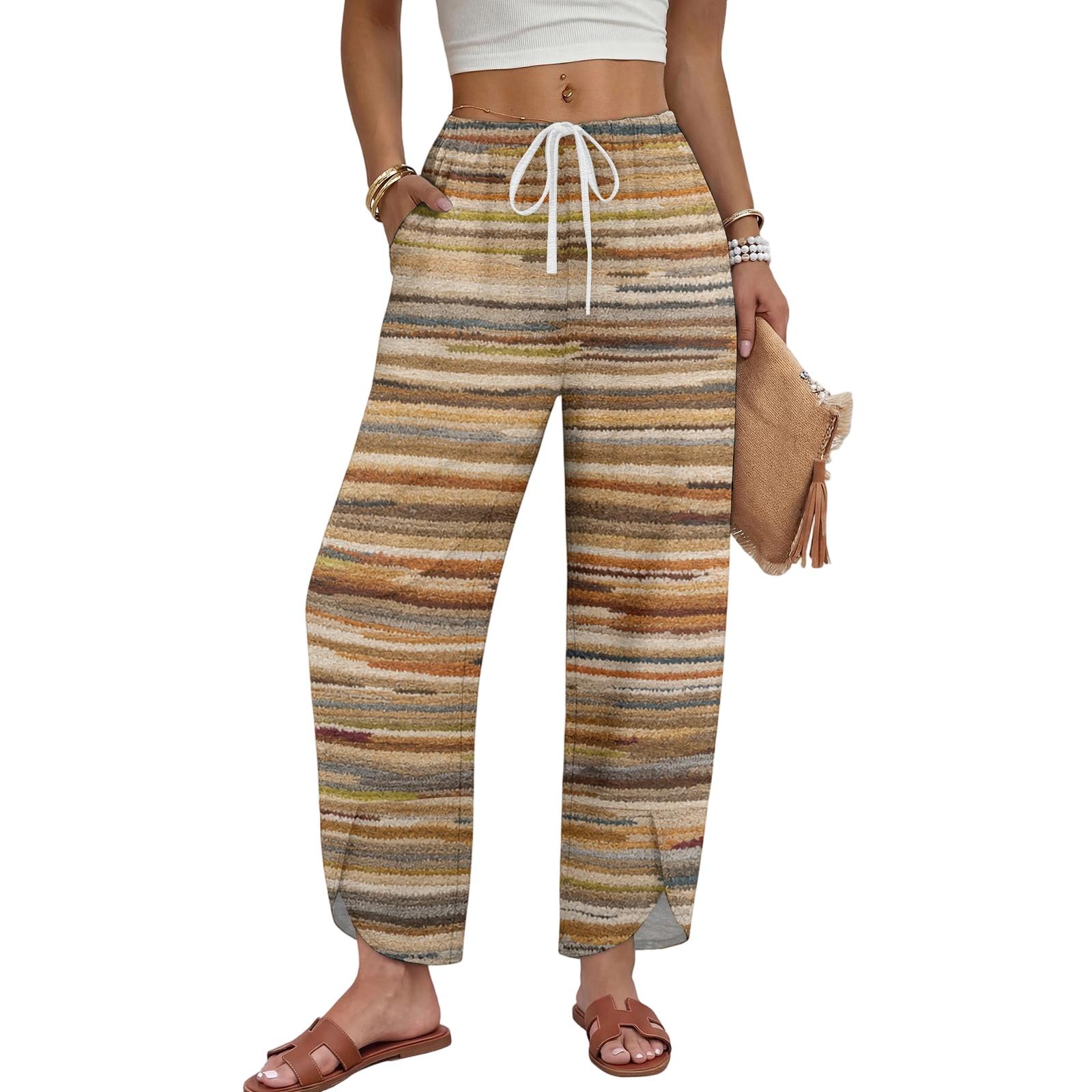 Women s Casual Loose Fit Wide Leg Drawstring Pants Floral Print Comfortable Lightweight Lounge Trousers with Elastic Waistband S