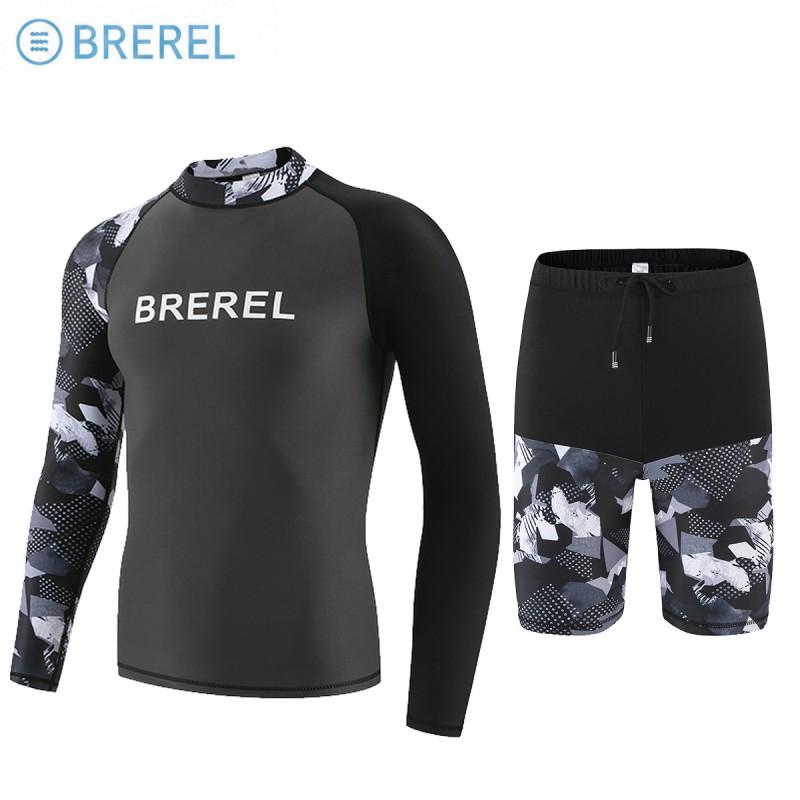 Mens Long Sleeve Rash Guard UV Protection Quick Dry Swimwear Snorkeling Surfing Diving Pool Spa