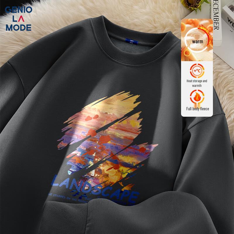 GENIOLAMODE Men's Winter Trendy Print Fleece Sweatshirt
