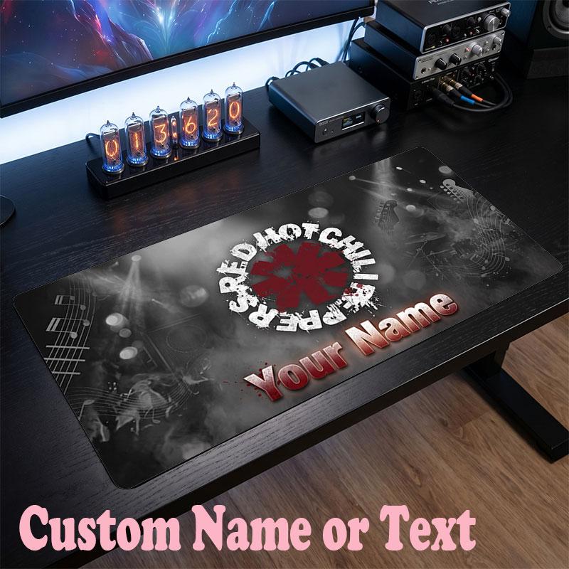 Red Hot Chili Peppers Customized Name Text Mouse Pad, Large Desk Mouse Mat Personalized Home Office Present