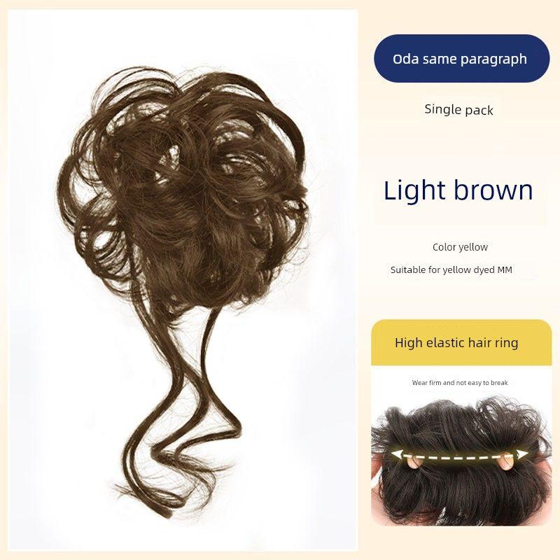 

Детская прическа «Булочка Борода Дракона», парик в форме бутона, повязка для волос, пушистые искусственные волосы, милый девичий гаджет для прически «пучок» Long must ball head [single] light brown