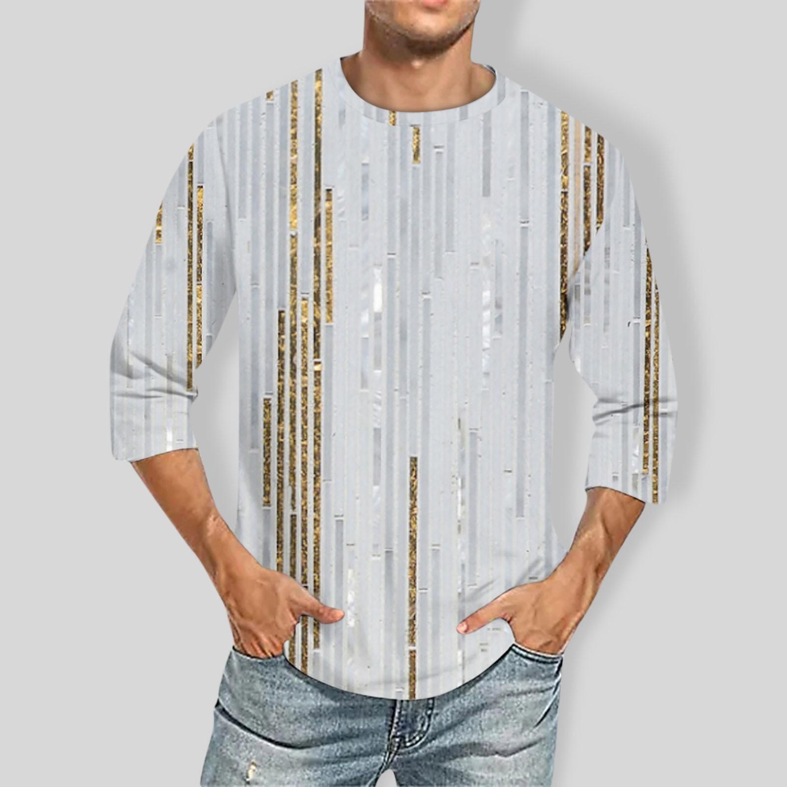 

Мужская повседневная модная футболка с круглым вырезом и рукавом три четверти M