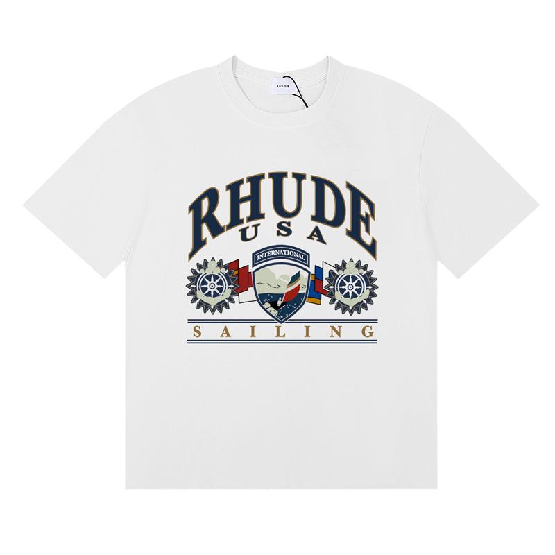 Trendy Urban Rhude Tshirt Casual Logoprint Tshirt Shortsleeved Summer Tshirt For Unisex And Unisex Highquality Cotton Tshirt
