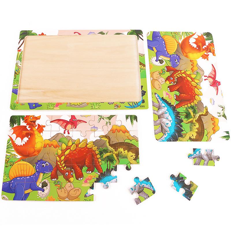 Dinosaur Wooden Puzzle for Children Ages 3-6: Educational and DIY Hand-Grasp Puzzle