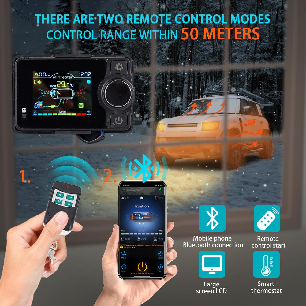 12V 24V 220V Car Diesel Heater 2KW-8KW Portable Bluetooth Control Single Hole 3 In 1 Aluminum Shell Air Parking Heater