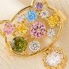 Brooch Pin, Cartoon Cat Design Lapel Pin with Cubic Zirconia, Anti-Exposure Button Cardigan Pin for Bags Hats