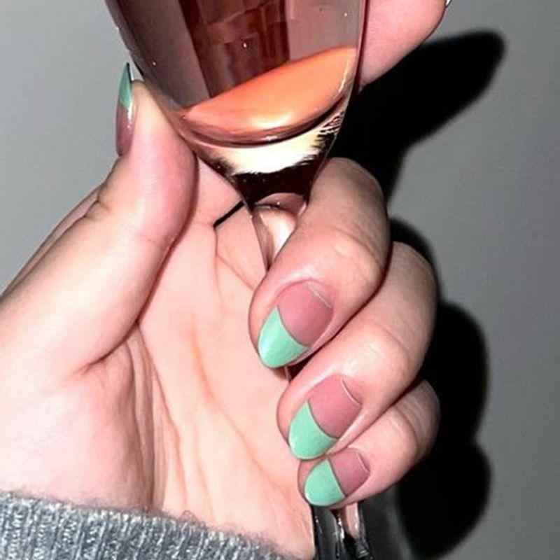 

Mint French gel nails