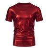T-shirt da Uomo Lucida Metallica Estiva Casual Girocollo Manica Corta Top Magliette Nuova Moda Oro Costume di Scena Festa Disco Nightclub Tee