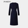 PORTS Women's Elegant Navy Wool Knit Dress