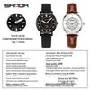 Sanda Women's Fashionable Leather & Silicone Strap Quartz Watch with Luminous Stopwatch