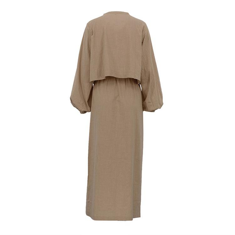 Retro European & American Women's Lace-Up Shirt and Skirt Set - Long-Sleeve Casual Suit, 2025 Summer Collection