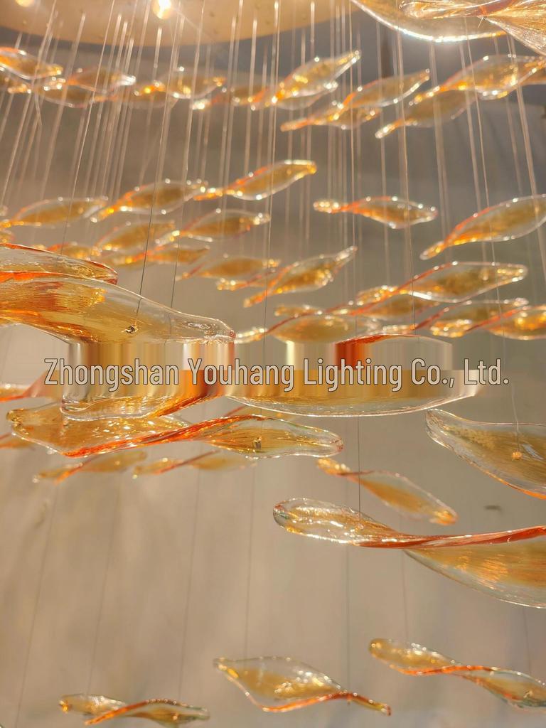 Custom Twisted Leaf Glass Chandelier for Sales Centers, Hotels, Malls, and Ballrooms