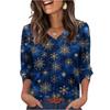 Women's Fashionable Casual Christmas Printed V-neck Top