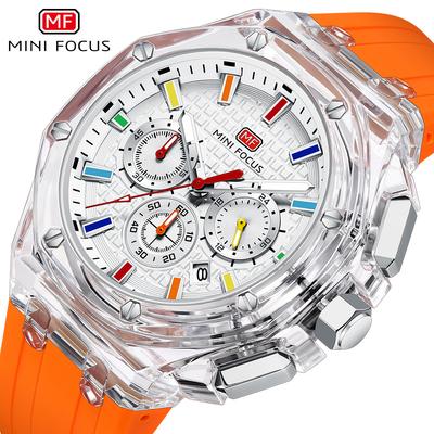 Relógio Esportivo de Quartzo para Homens Ponteiros Luminosos Moda Multifuncional Relógios à Prova d'Água Pulseira de Silicone Relógio de Pulso