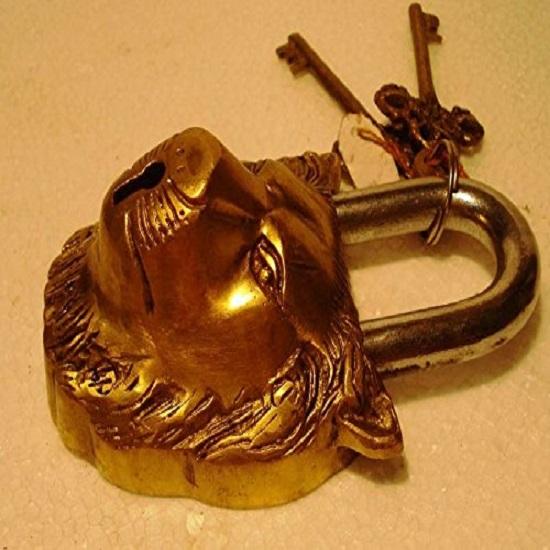 Home & Garden Finish Löwenschloss mit Schlüssel (Gold, Standard)