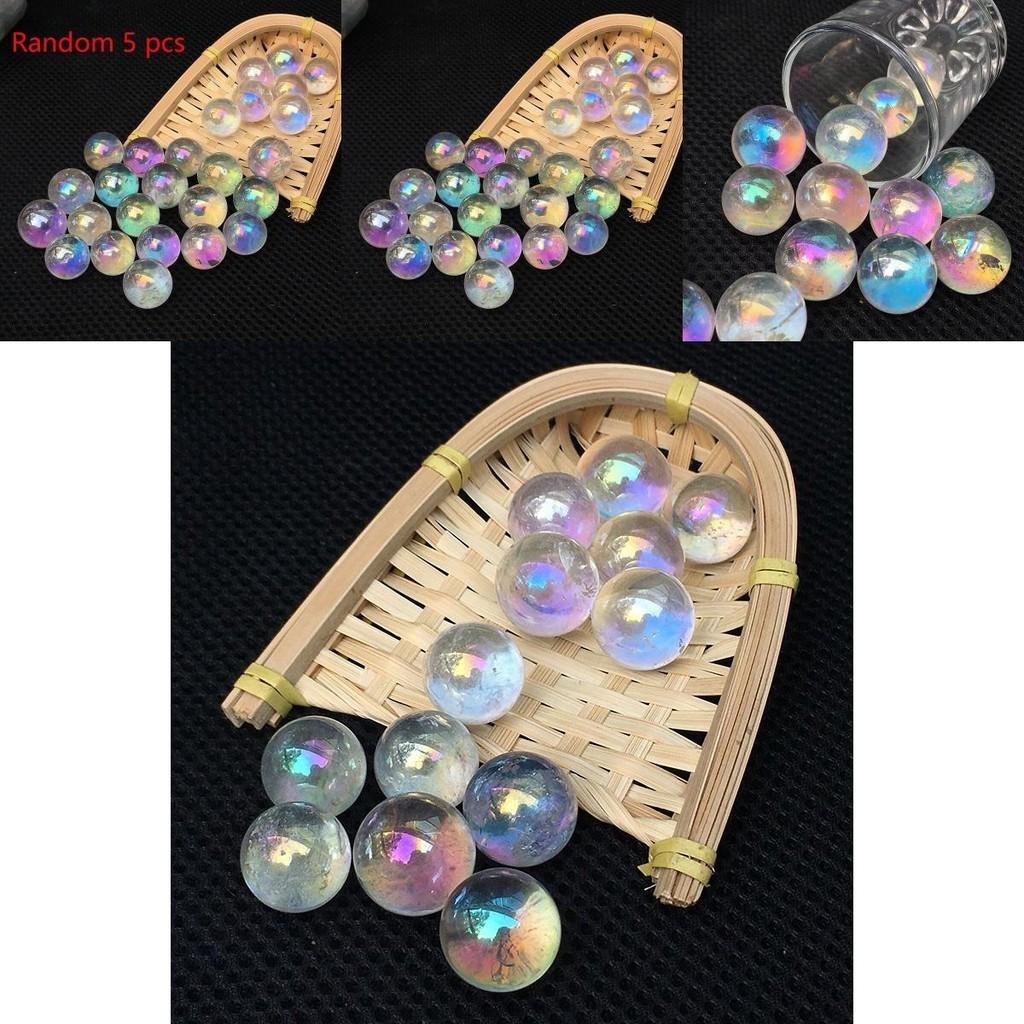 Atemberaubende weiße Regenbogen-Aura-Kugel Titan-Saatgut-Quarzkristallkugel zur Heilung Dekoration